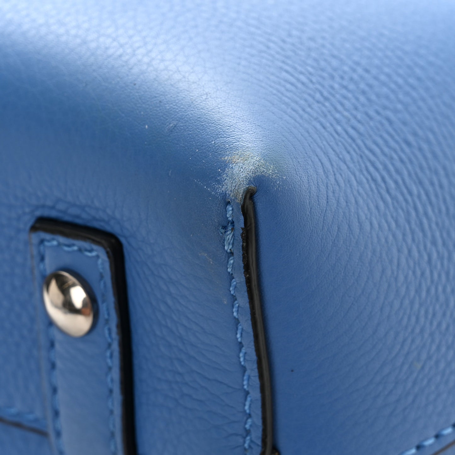 Grainy Calfskin Triple Stud Mini Belt Bag Blue White