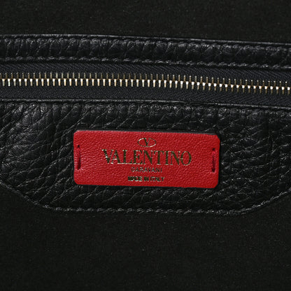 Valentino Garavani Grained Calfskin Rockstud Shoulder Tote Black 6 of 9