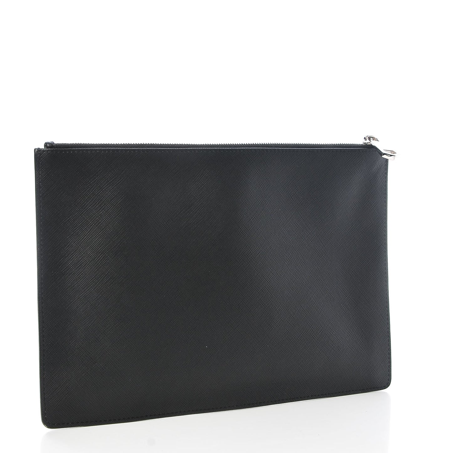 Textured Coated Canvas Gothic Medium Cosmetic Pouch Black