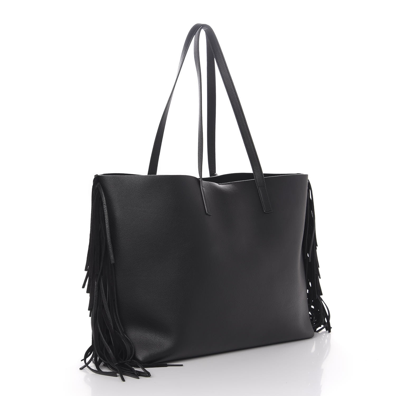 Saint Laurent Calfskin Large Fringe Shopping Tote Black 3 of 11