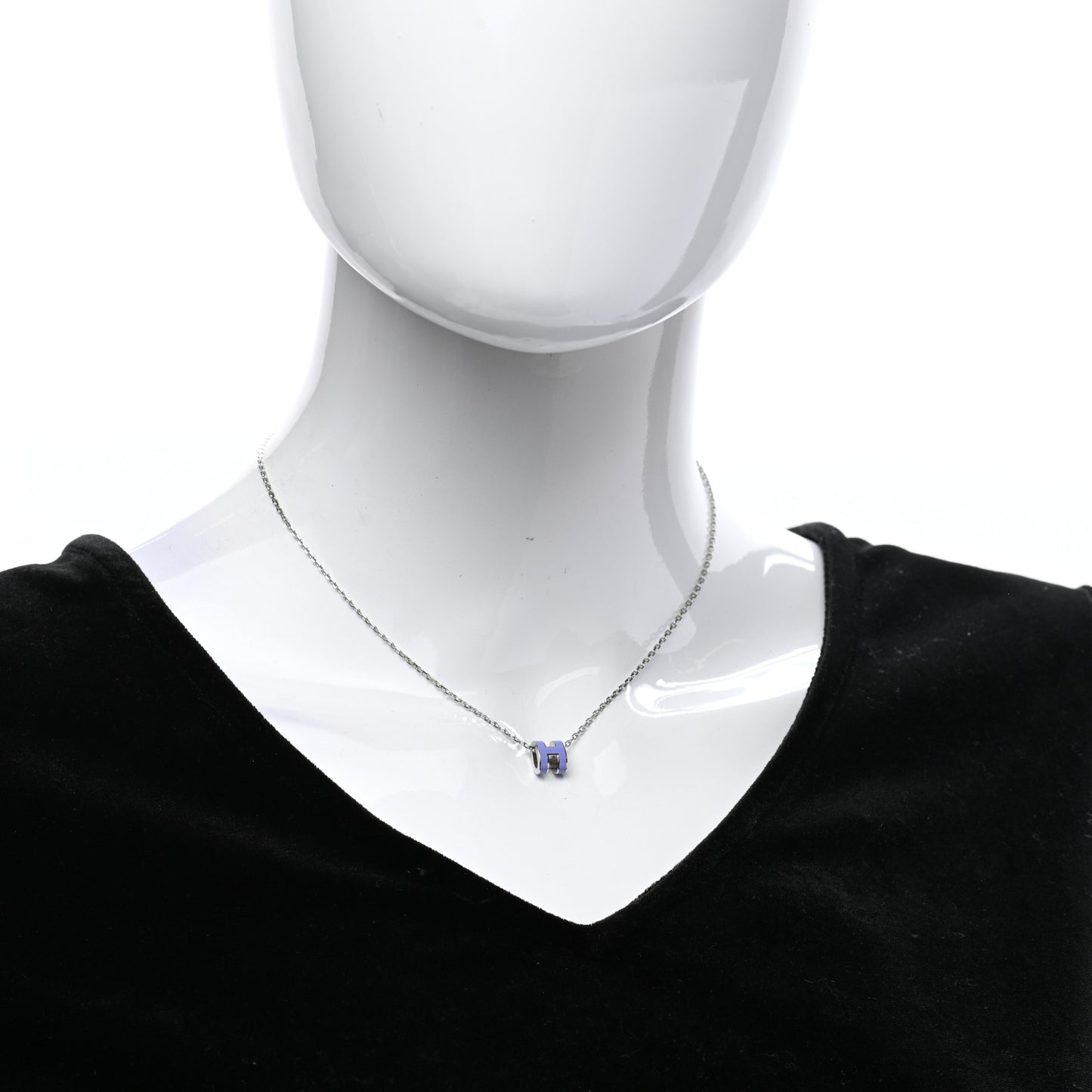 Lacquered Palladium Mini Pop H Pendant Necklace Parme