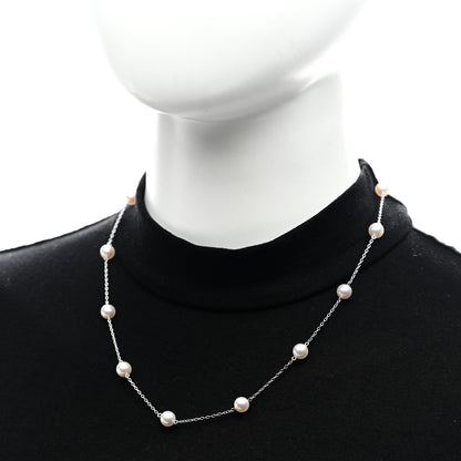 Mikimoto 18K White Gold Akoya Cultured Pearl 6.5mm Station Necklace 2 of 6