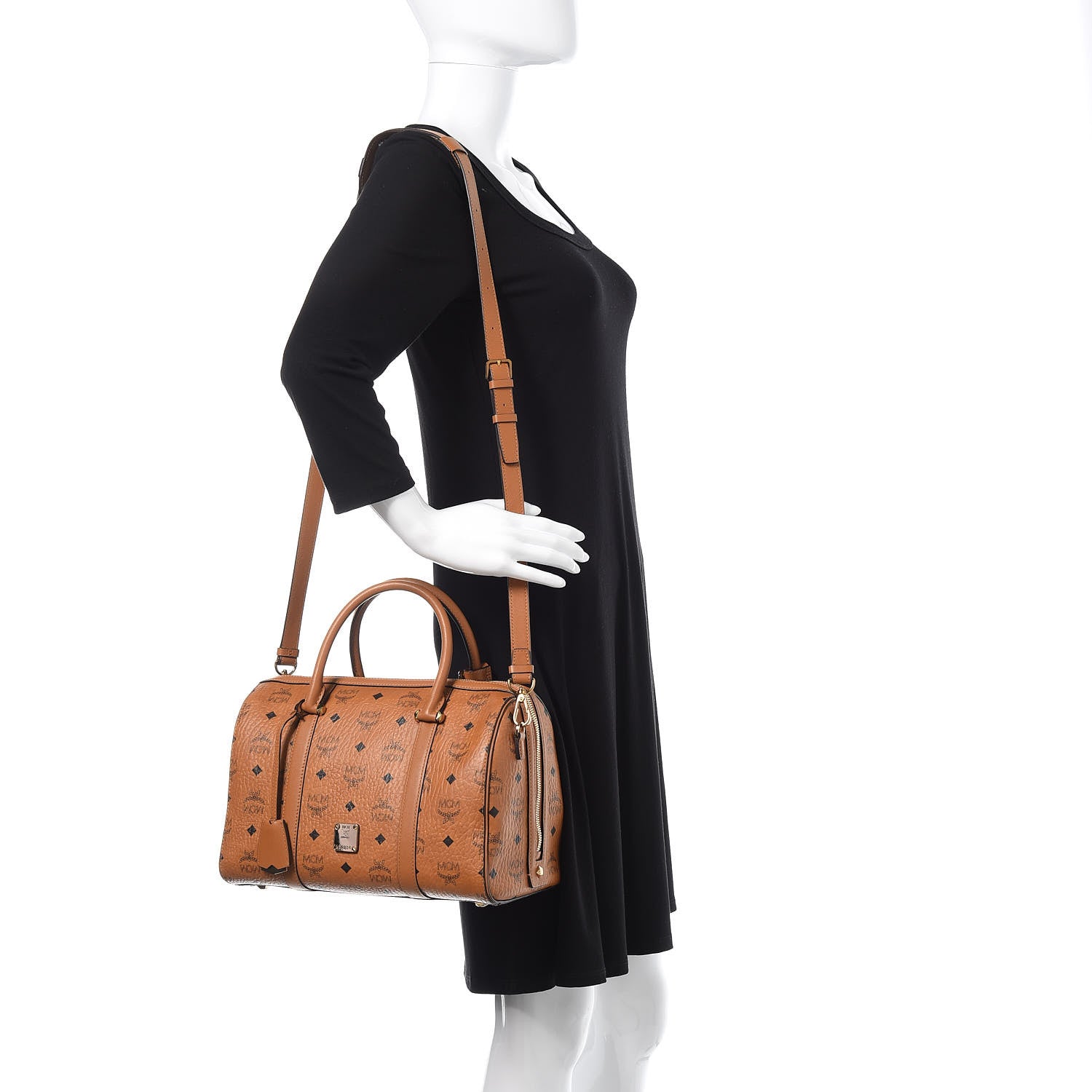 MCM Visetos Medium Boston Bag Cognac 2 of 10