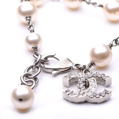 Chanel Baguette Crystal Pearl CC Bracelet Silver 6 of 6