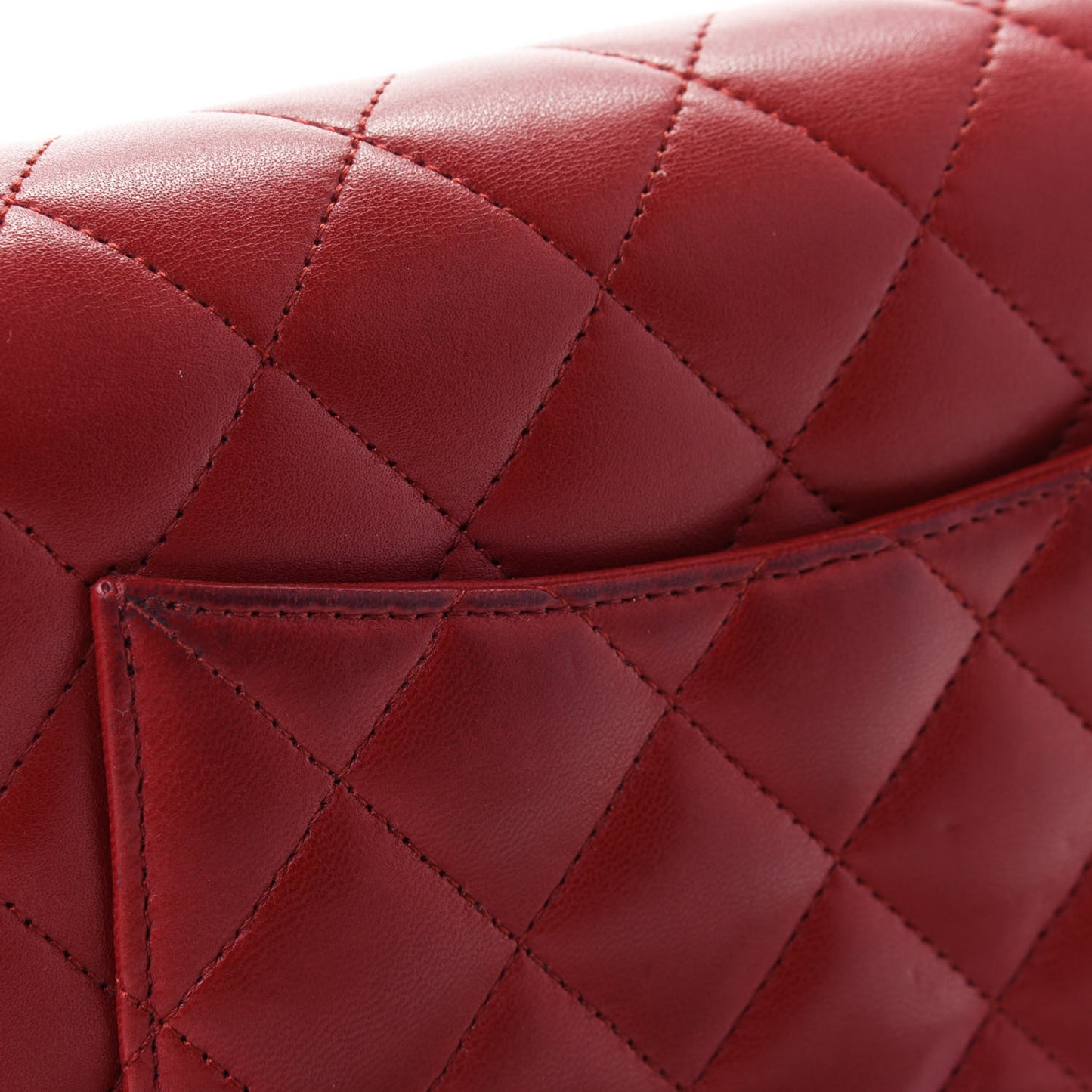 Lambskin Quilted Wallet on Chain WOC Red