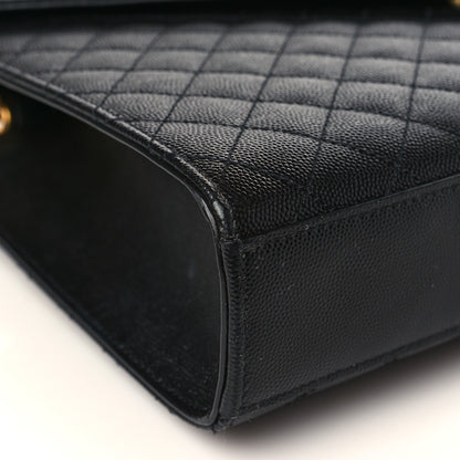 Saint Laurent Grain De Poudre Textured Mixed Matelasse Large Triquilt Monogram Satchel Black 8 of 11