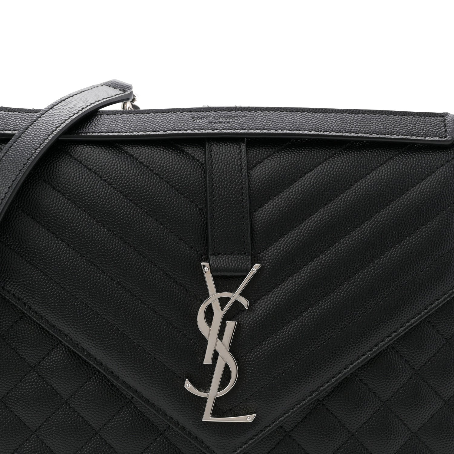 Saint Laurent Grain De Poudre Textured Mixed Matelasse Large Triquilt Monogram Satchel Black 8 of 10