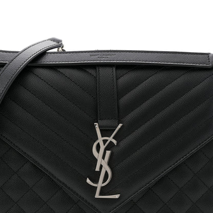 Saint Laurent Grain De Poudre Textured Mixed Matelasse Large Triquilt Monogram Satchel Black 8 of 10