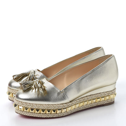 Christian Louboutin Metallic Nappa CA 70 Wedge Espadrilles 36 Platine 2 of 9