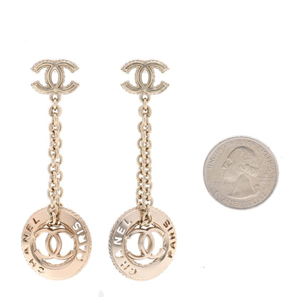 Chanel Medallion CC Drop Earrings Light Gold 2 of 4