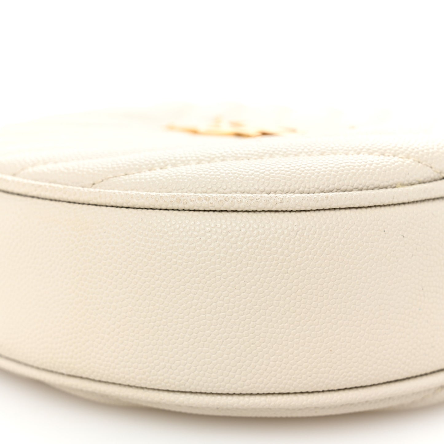Grain De Poudre Matelasse Chevron Quilted Round Vinyle Camera Bag Crema Soft