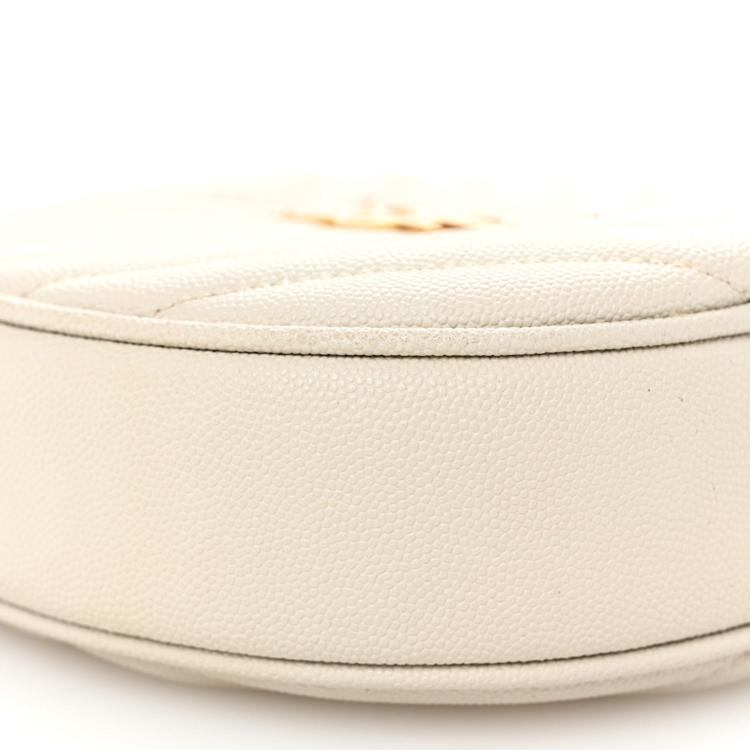 Saint Laurent Grain De Poudre Matelasse Chevron Quilted Round Vinyle Camera Bag Crema Soft 9 of 12