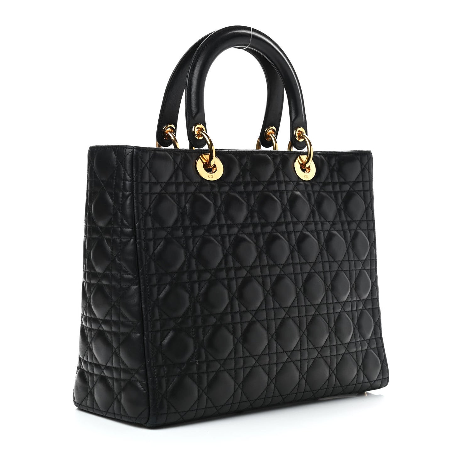 Lambskin Cannage Large Lady Dior Navy Blue