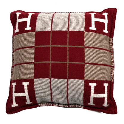 Hermes Wool Cashmere Avalon III Pillow PM Ecru Rouge 2 of 3