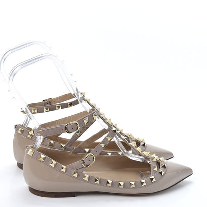 Valentino Garavani Patent Rockstud Cage Ballerina Flats 37 Poudre 4 of 10