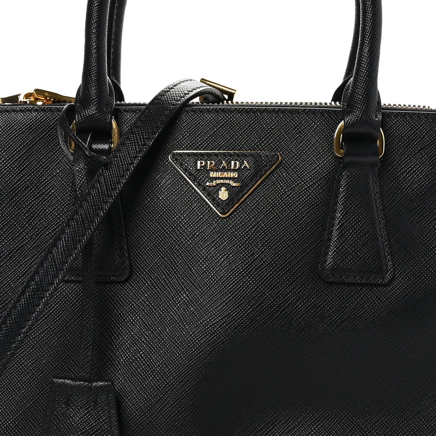 Saffiano Lux Mini Galleria Double Zip Tote Black
