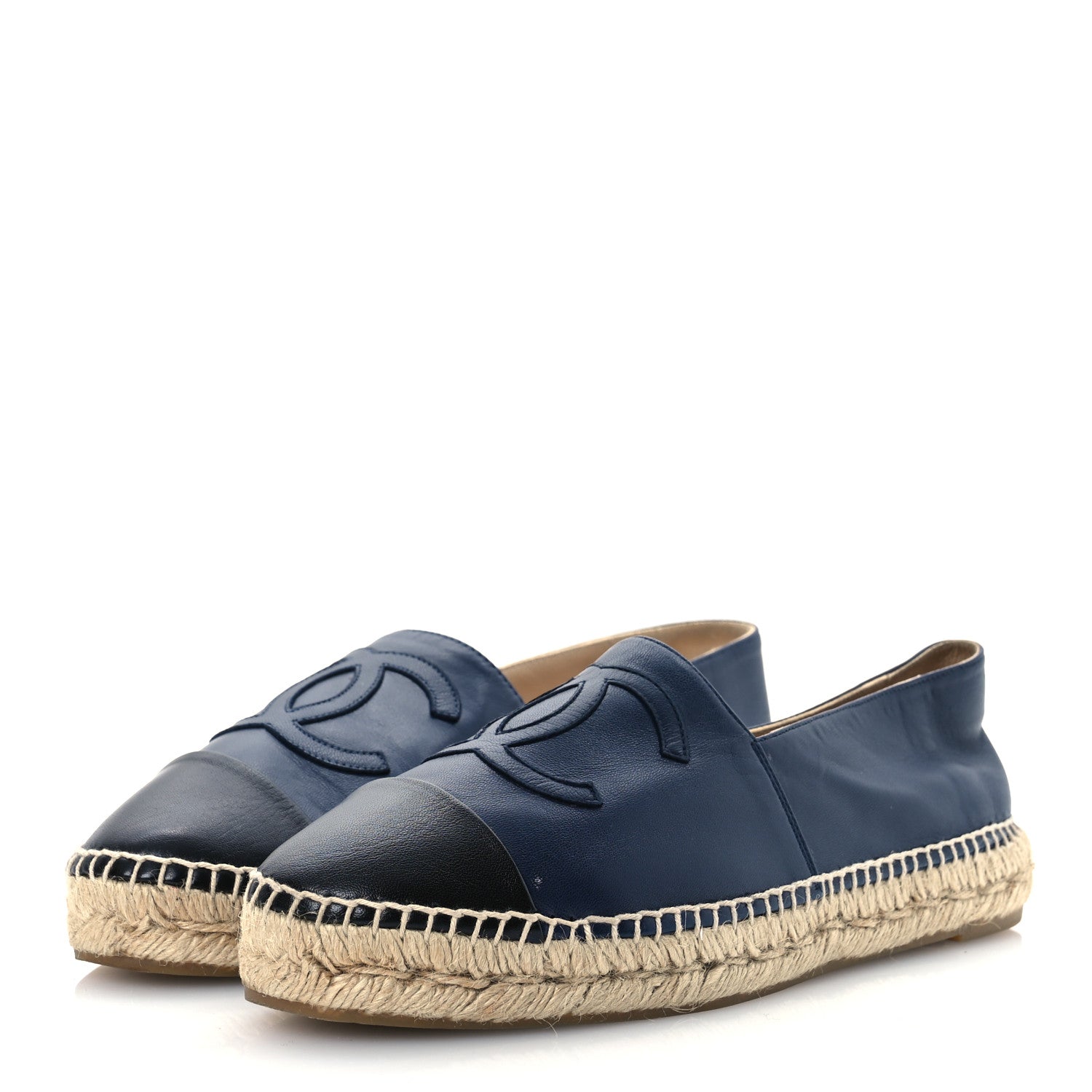 Chanel Lambskin CC Espadrilles 41 Navy Black 4 of 13