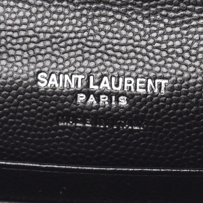 Saint Laurent Grain De Poudre Matelasse Chevron Small Monogram Envelope Wallet Black 8 of 10
