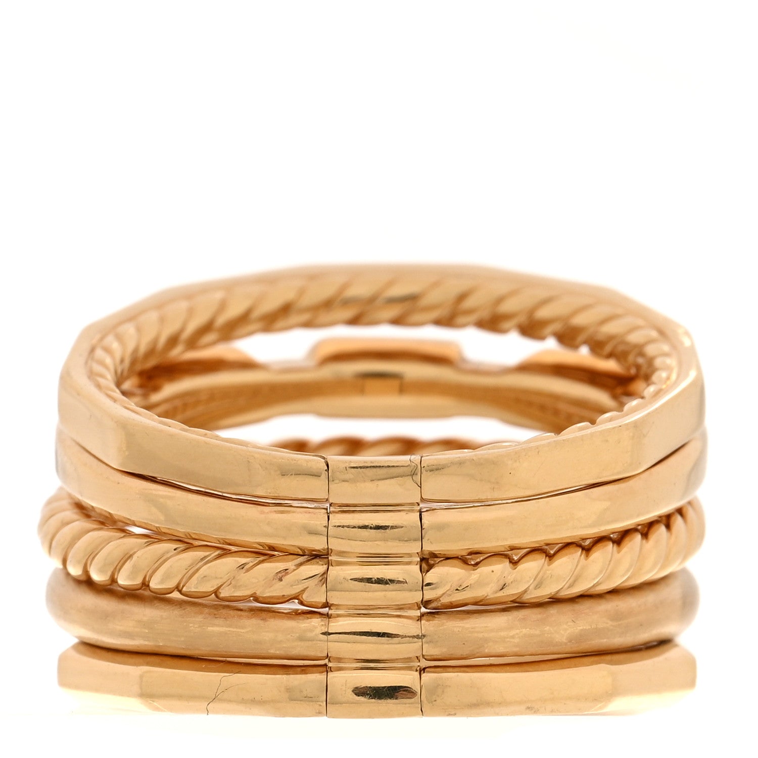 David Yurman 18K Yellow Gold Diamond Tsavorite 15mm Stax Five-Row Ring 60 9 3 of 5