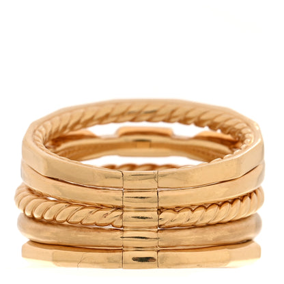 David Yurman 18K Yellow Gold Diamond Tsavorite 15mm Stax Five-Row Ring 60 9 3 of 5