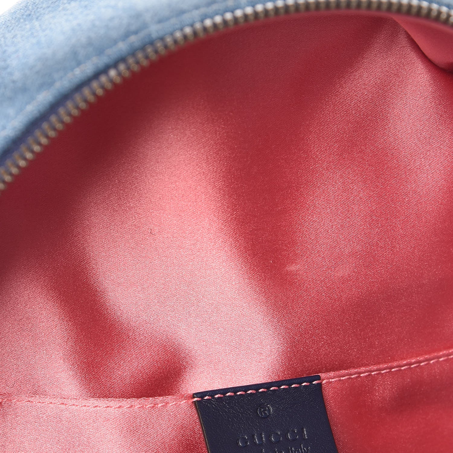 Gucci Kura Denim Matelasse Cubic Pearl Studded GG Marmont Dome Backpack Blue 13 of 13