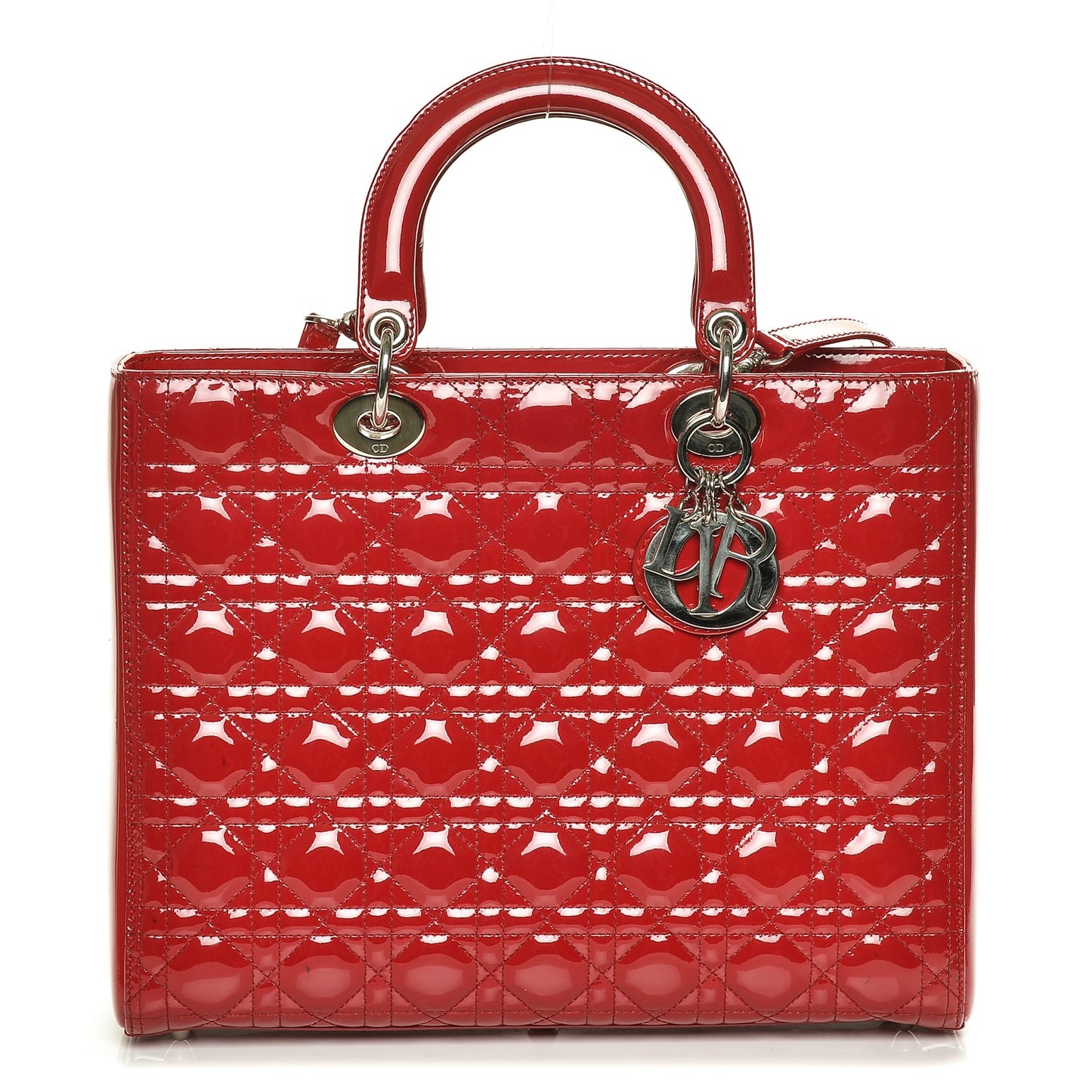 Patent Cannage Large Lady Dior Red