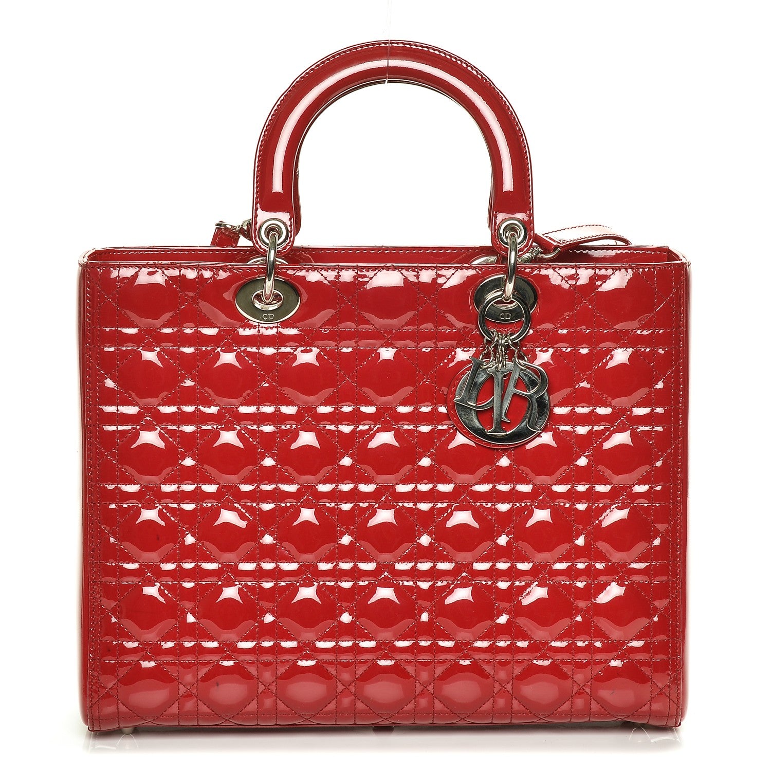 Christian Dior Patent Cannage Large Lady Dior Red 1 of 8