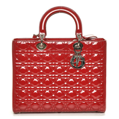 Christian Dior Patent Cannage Large Lady Dior Red 1 of 8