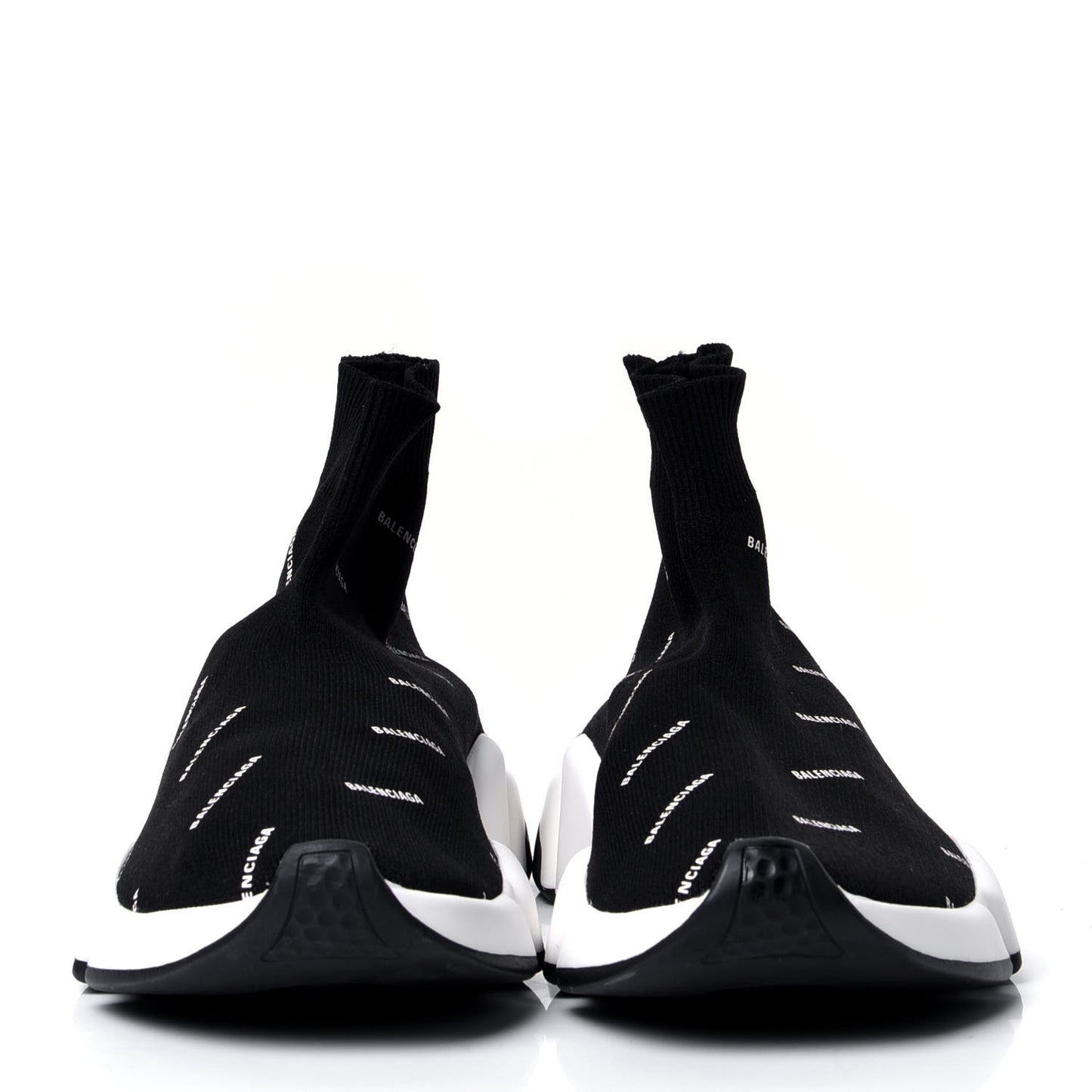 Neoprene Knit Allover Logo Bi-Color Sole Womens Speed Sneakers 37 Black White