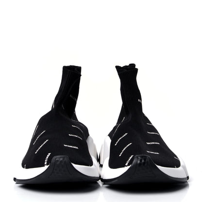 Balenciaga Neoprene Knit Allover Logo Bi-Color Sole Womens Speed Sneakers 37 Black White 2 of 5