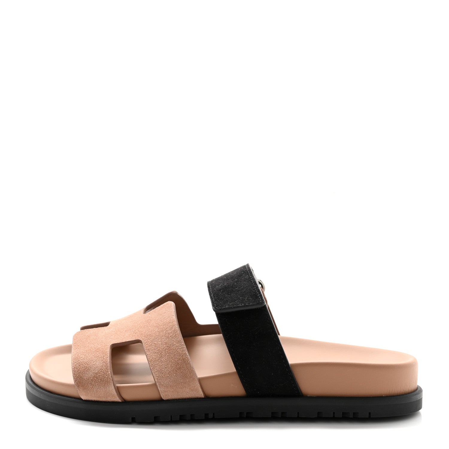 Hermes Suede Goatskin Womens Chypre Sandals 36 Rose Perle Black 1 of 10