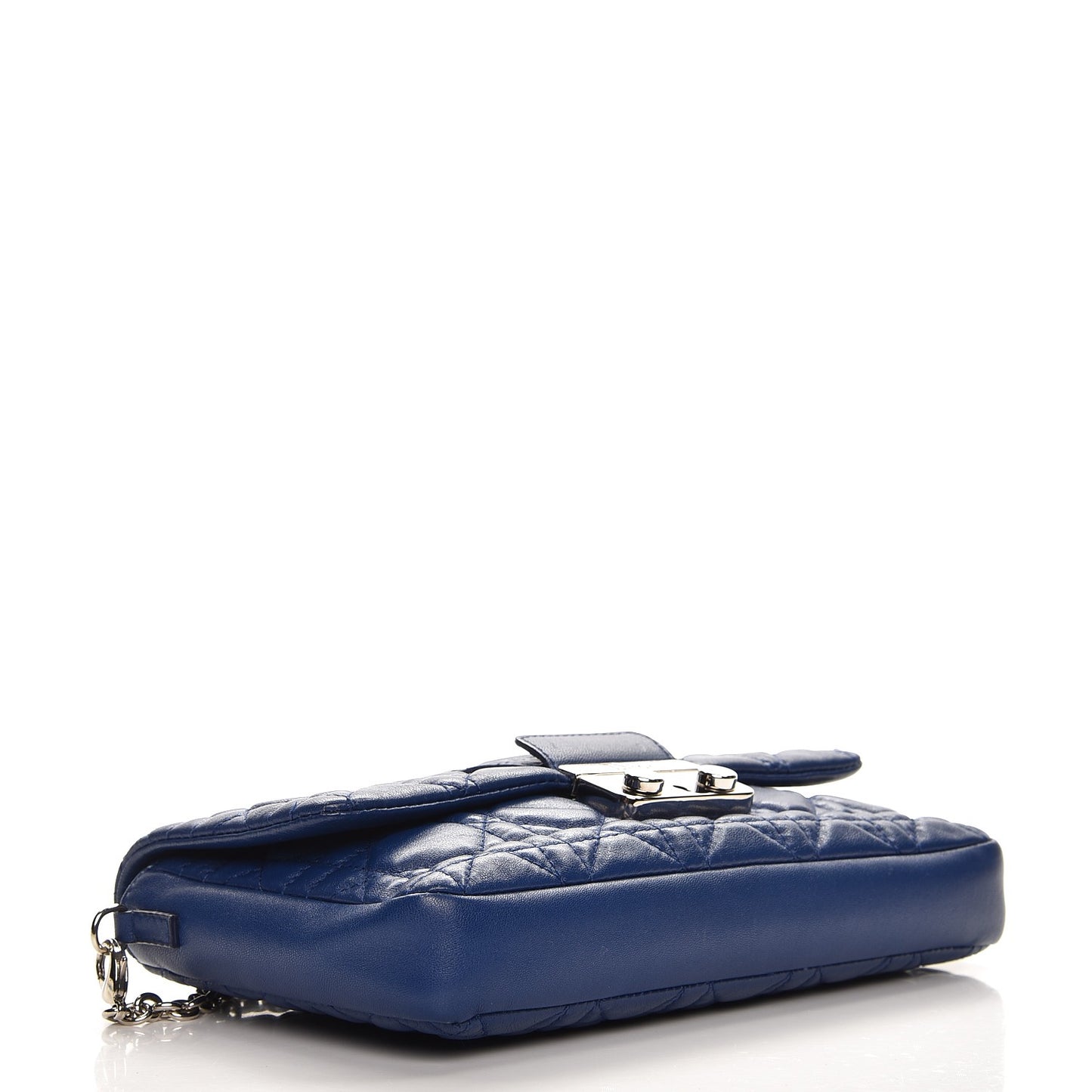 Lambskin Cannage New Lock Pouch Blue