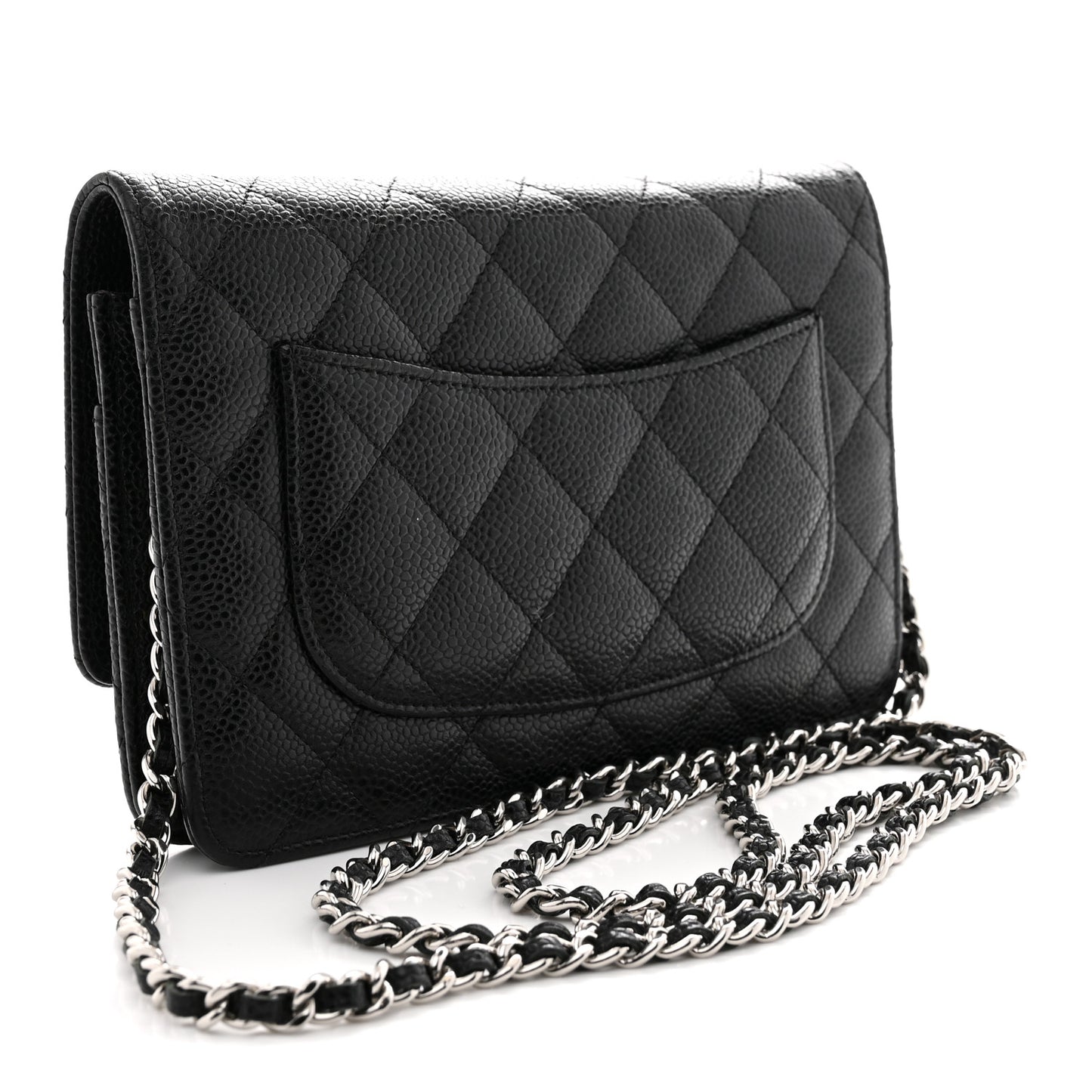Caviar Quilted Wallet on Chain WOC Black