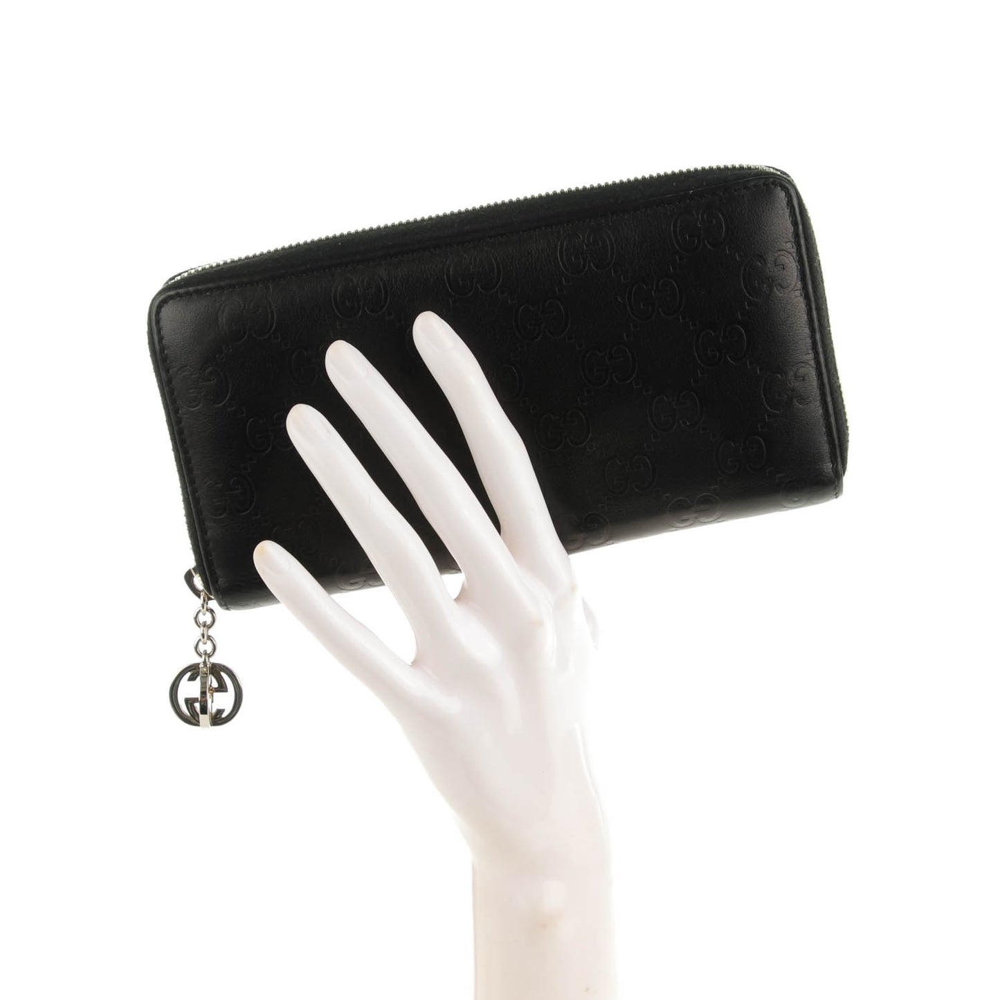 Guccissima Large Twins Zip Around Wallet Black