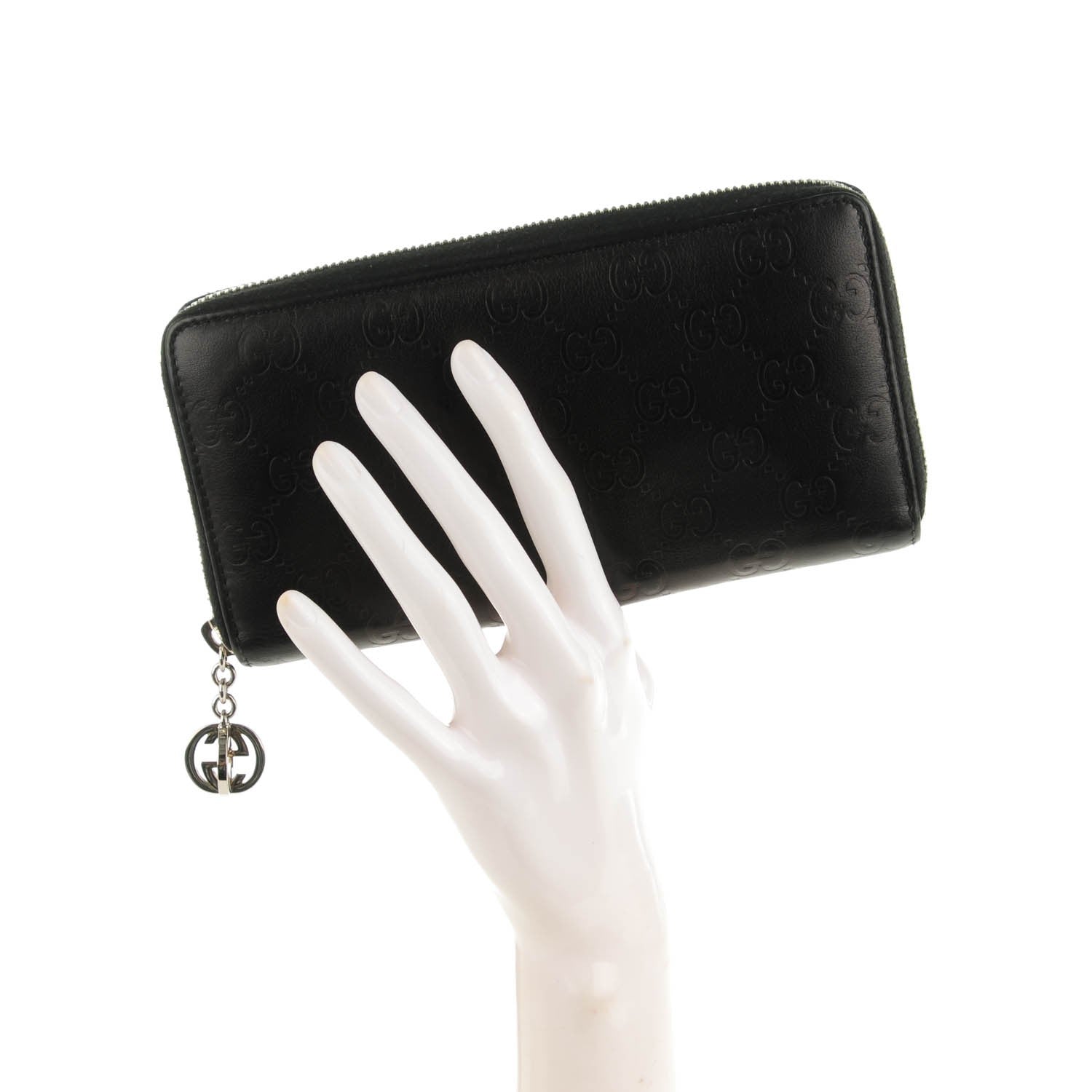 Gucci Guccissima Large Twins Zip Around Wallet Black 2 of 8