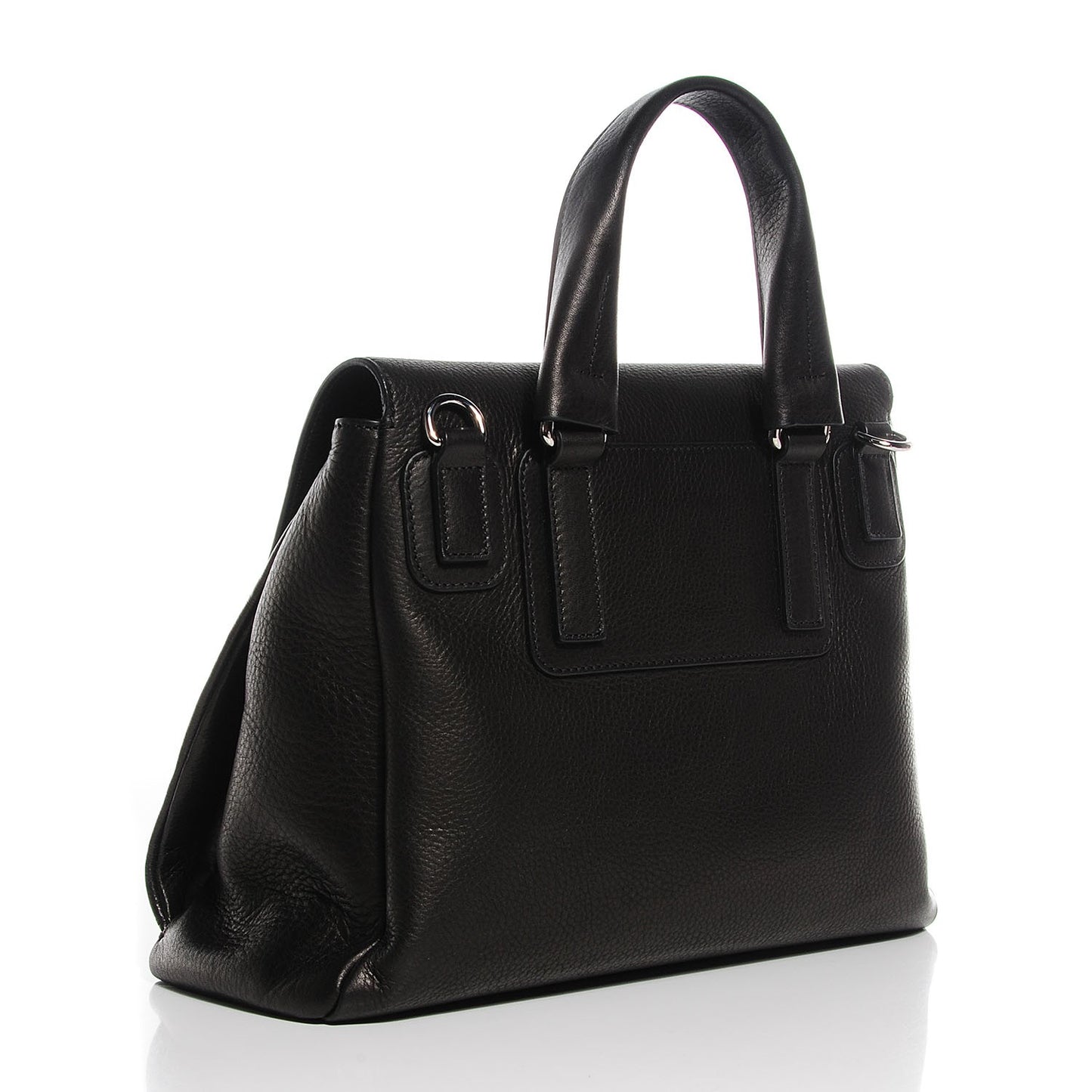Textured Calfskin Small Pandora Pure Flap Bag Black