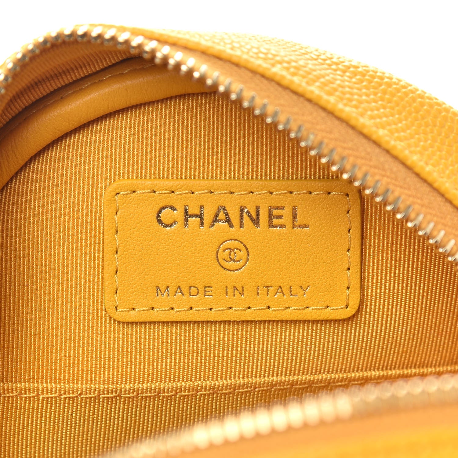 Chanel Caviar Quilted Round Clutch With Chain Yellow 6 of 10