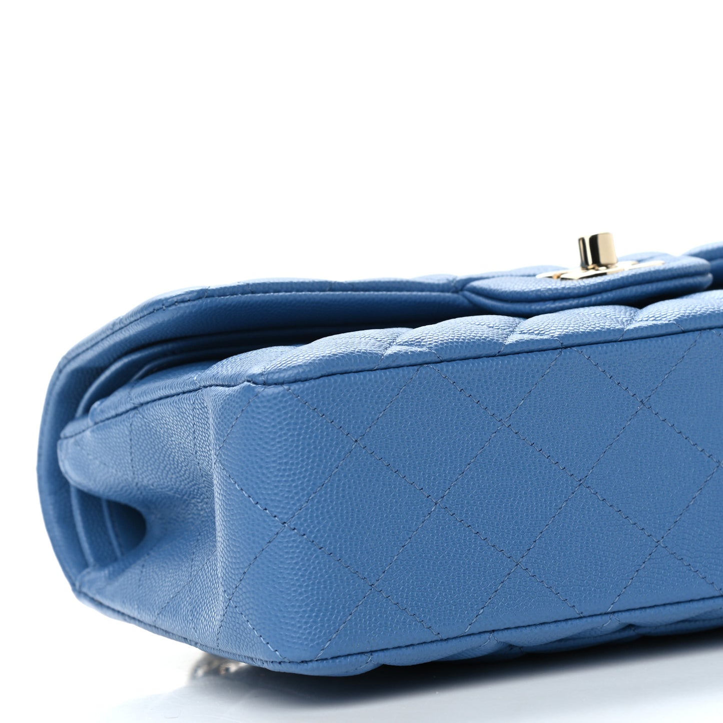 Caviar Quilted Small Double Flap Blue
