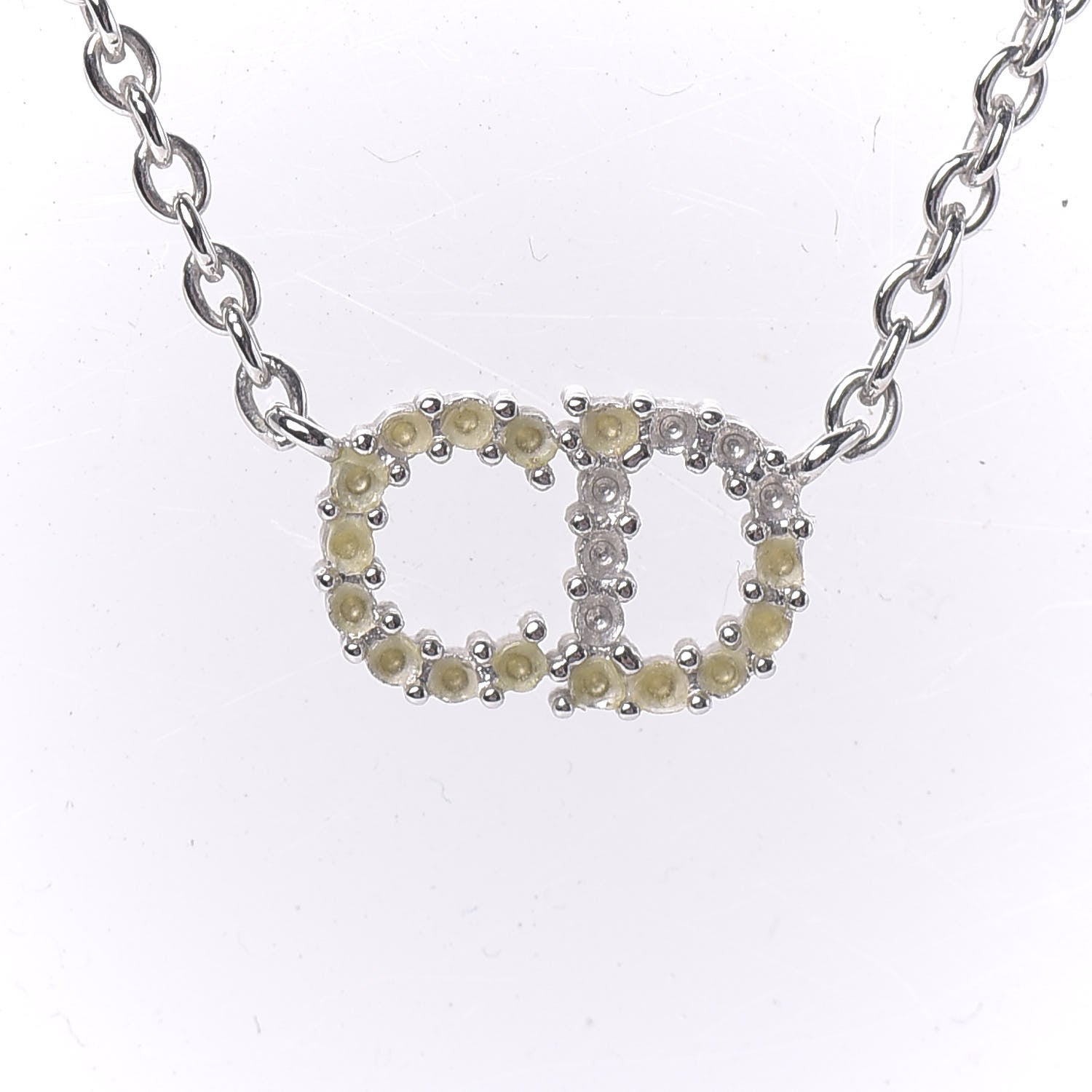Christian Dior Metal Crystal Clair D Lune Necklace Silver 5 of 6