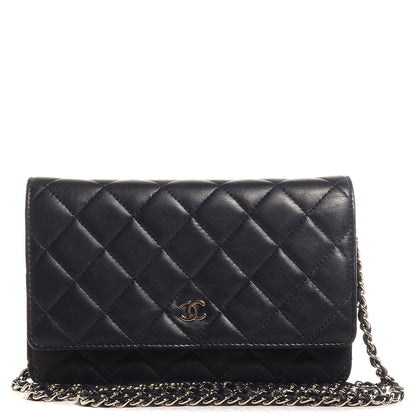 Chanel Lambskin Quilted Wallet On Chain WOC Navy Blue 1 of 9