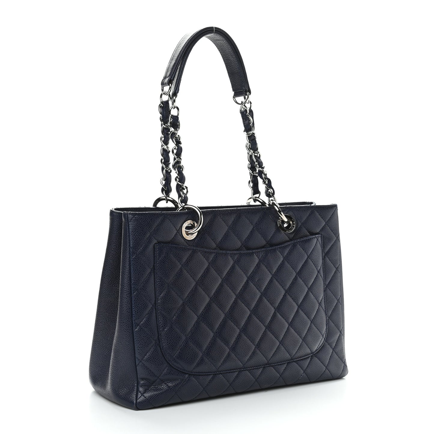 Caviar Quilted Grand Shopping Tote GST Dark Navy Blue