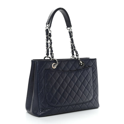 Chanel Caviar Quilted Grand Shopping Tote GST Dark Navy Blue 3 of 14