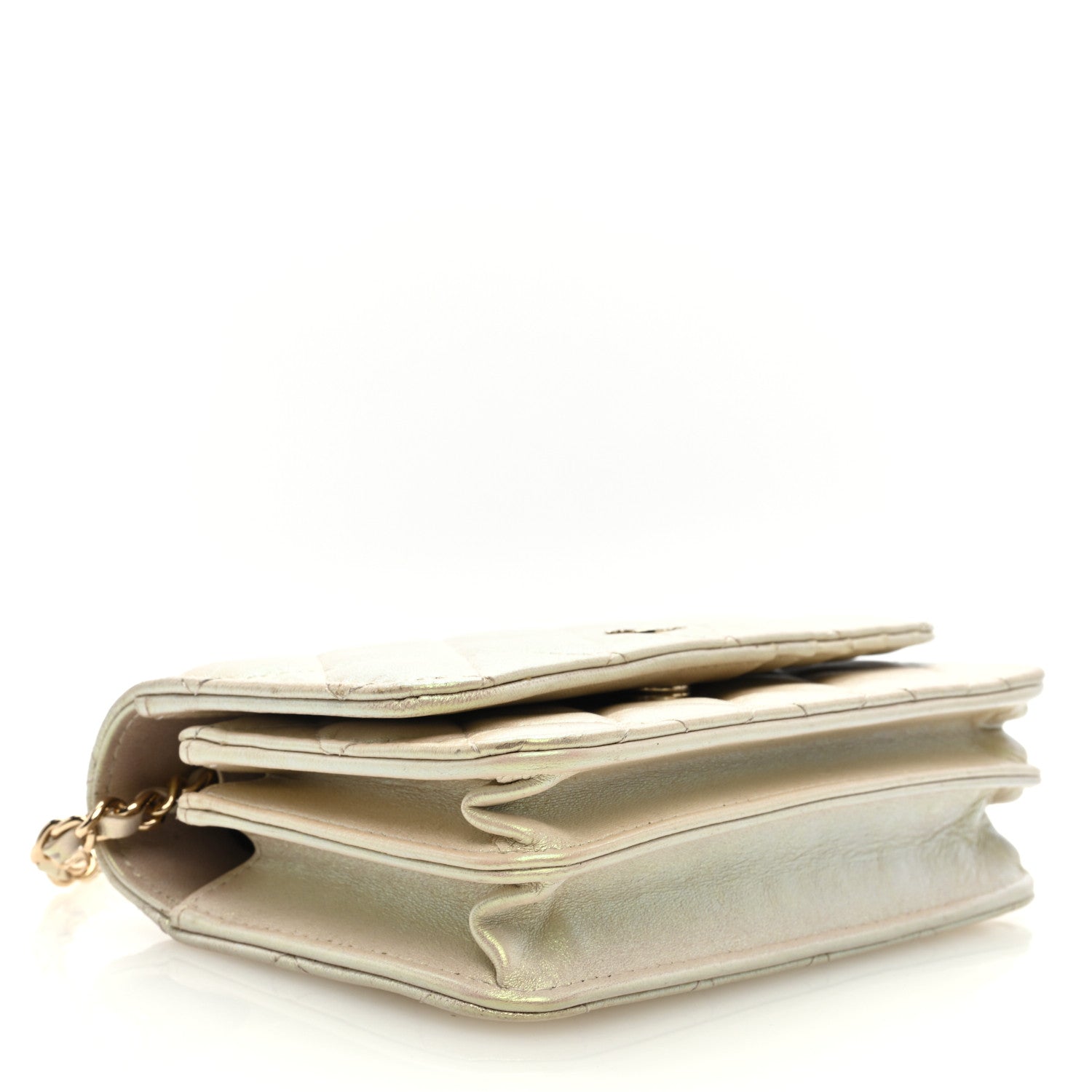 Chanel Iridescent Lambskin Quilted Mini Wallet On Chain WOC Ivory 4 of 9