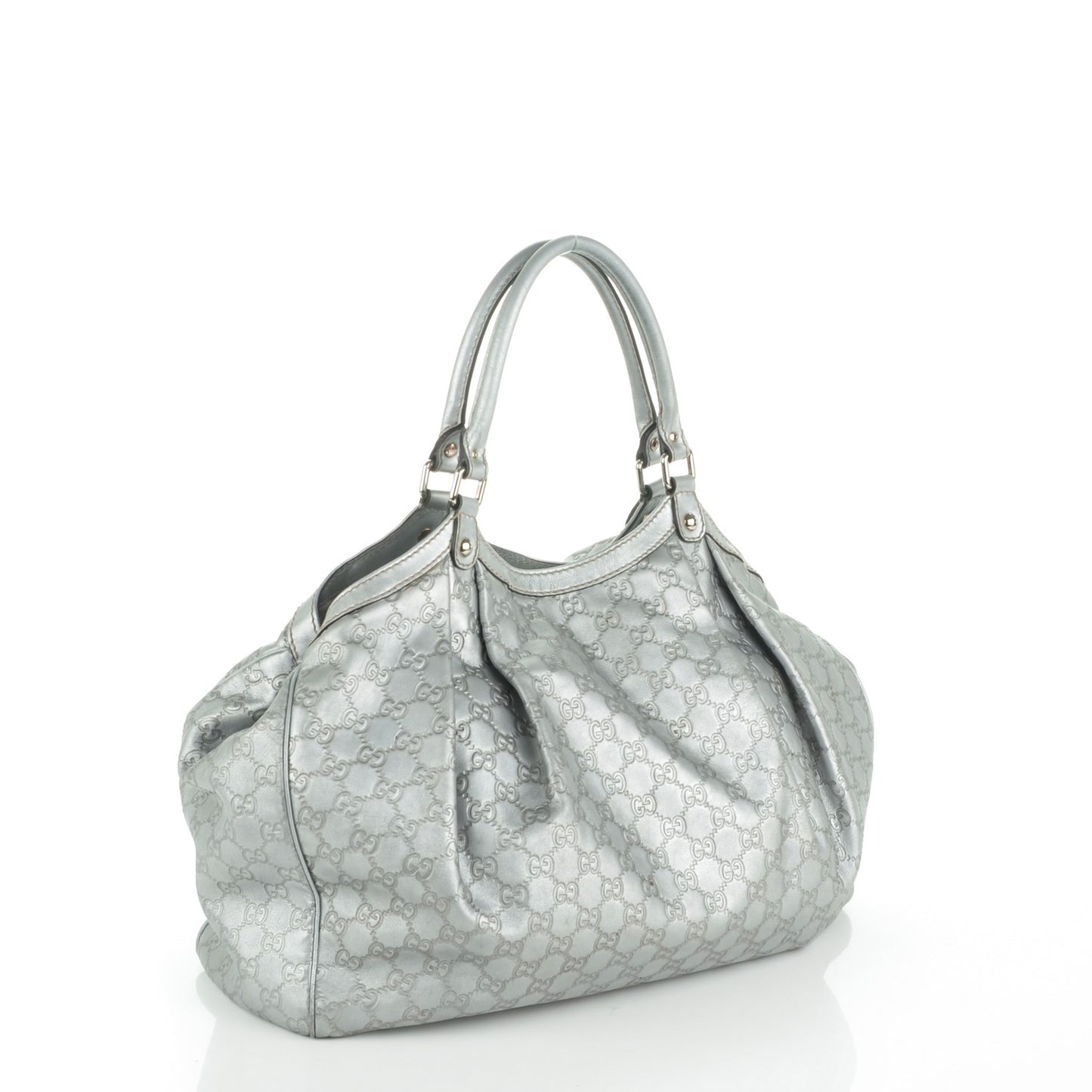 Guccissima Large Sukey Tote Silver