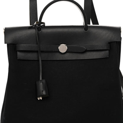 Hermes Toile Vache Calfskin Herbag 30 PM Backpack Black 9 of 11
