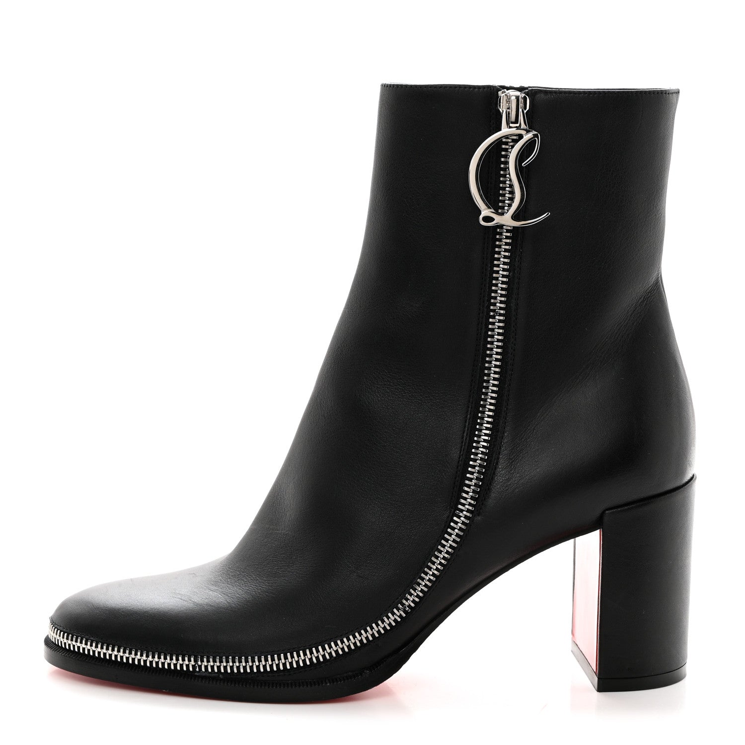 Christian Louboutin Calfskin CL Zip 70 Ankle Bootie 38 Black 1 of 7