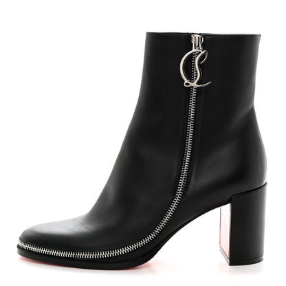 Christian Louboutin Calfskin CL Zip 70 Ankle Bootie 38 Black 1 of 7