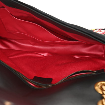 Gucci Velvet Matelasse Loved Embroidered Medium GG Marmont Shoulder Bag Black 5 of 11