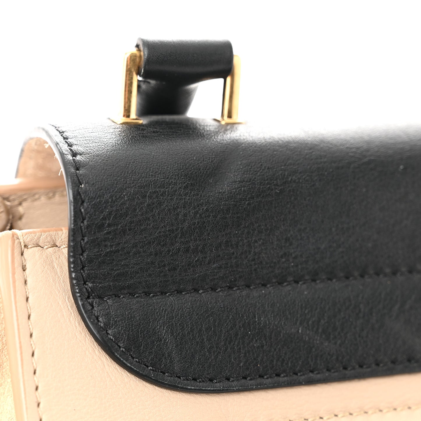 Smooth Calfskin Suede Large Bi-Color Trapeze Black Dune
