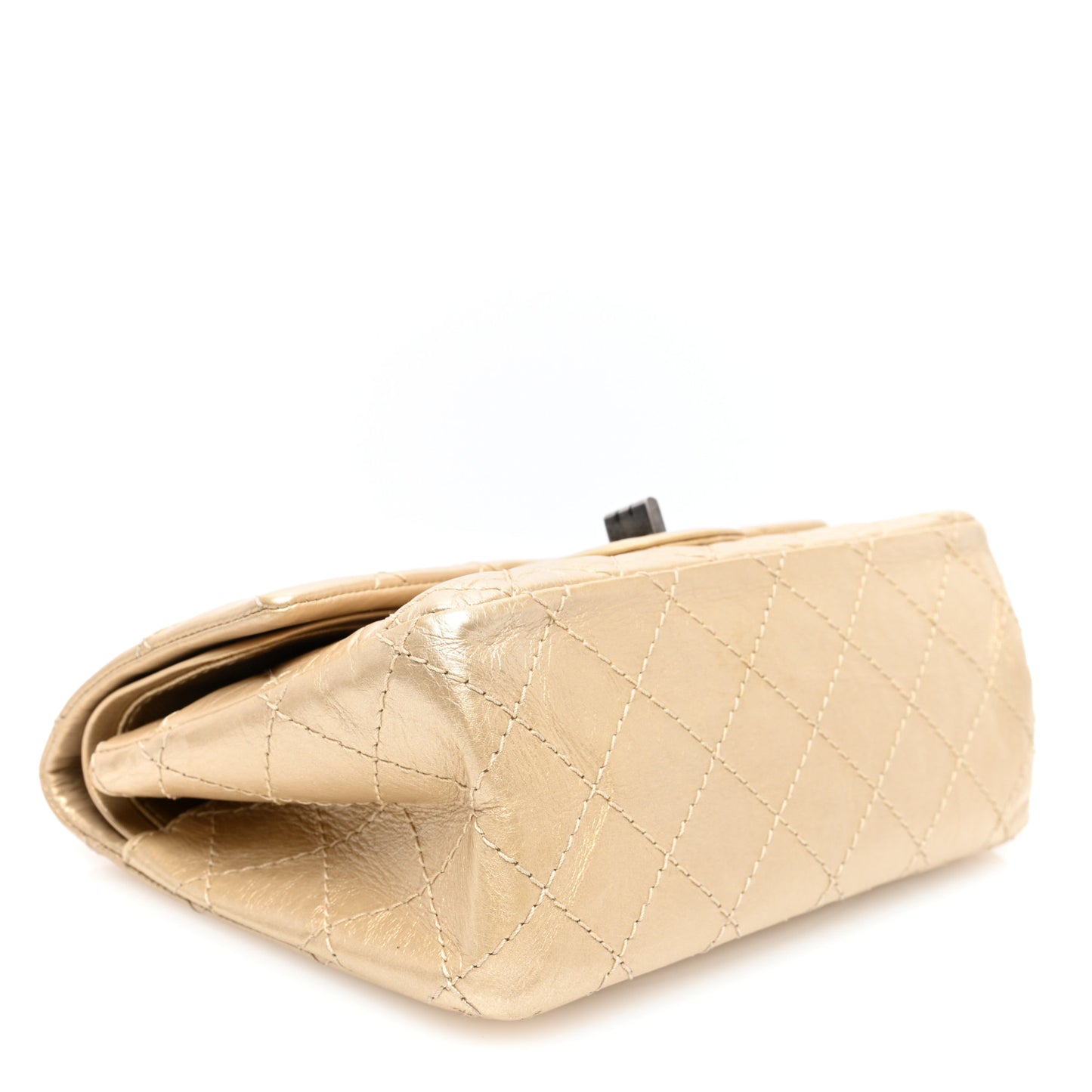 Metallic Aged Calfskin Quilted 2.55 Reissue 224 Flap Gold